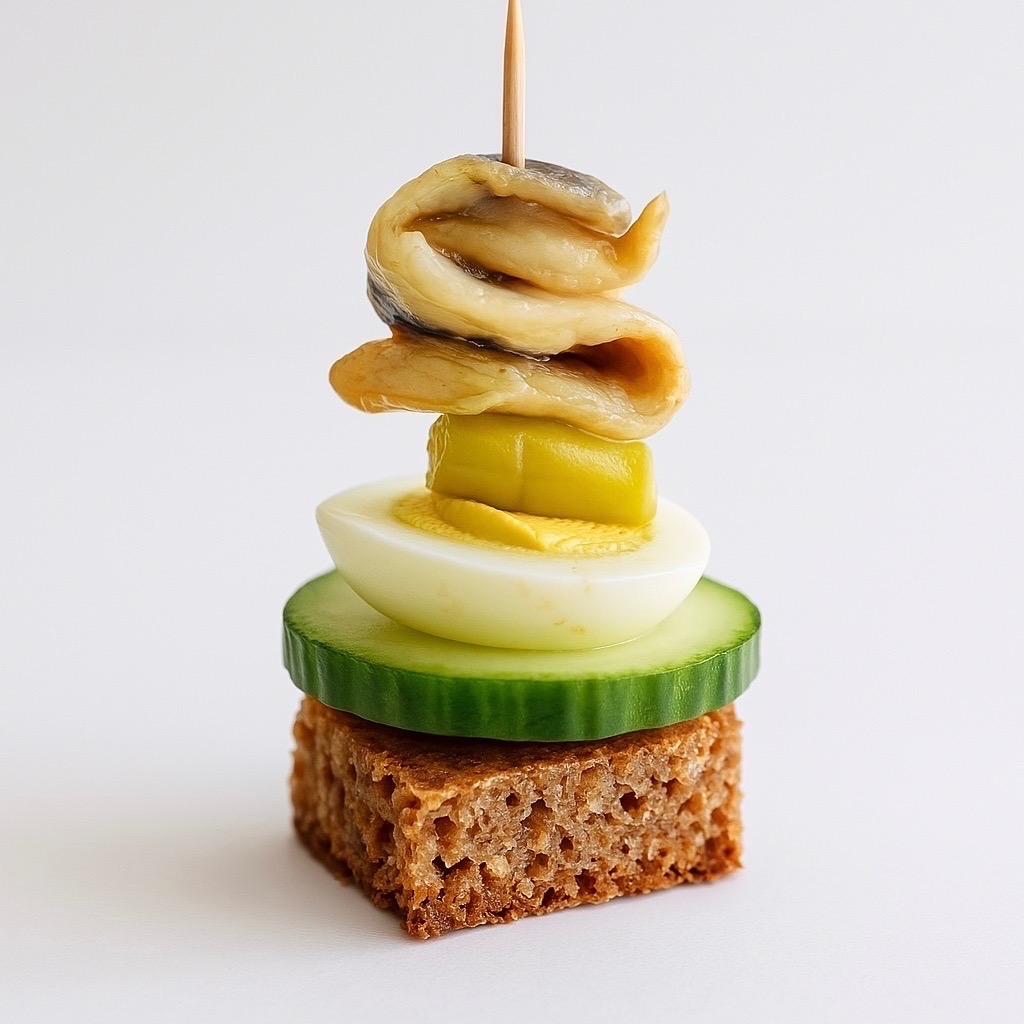 Miniature bite with sculpted garnish