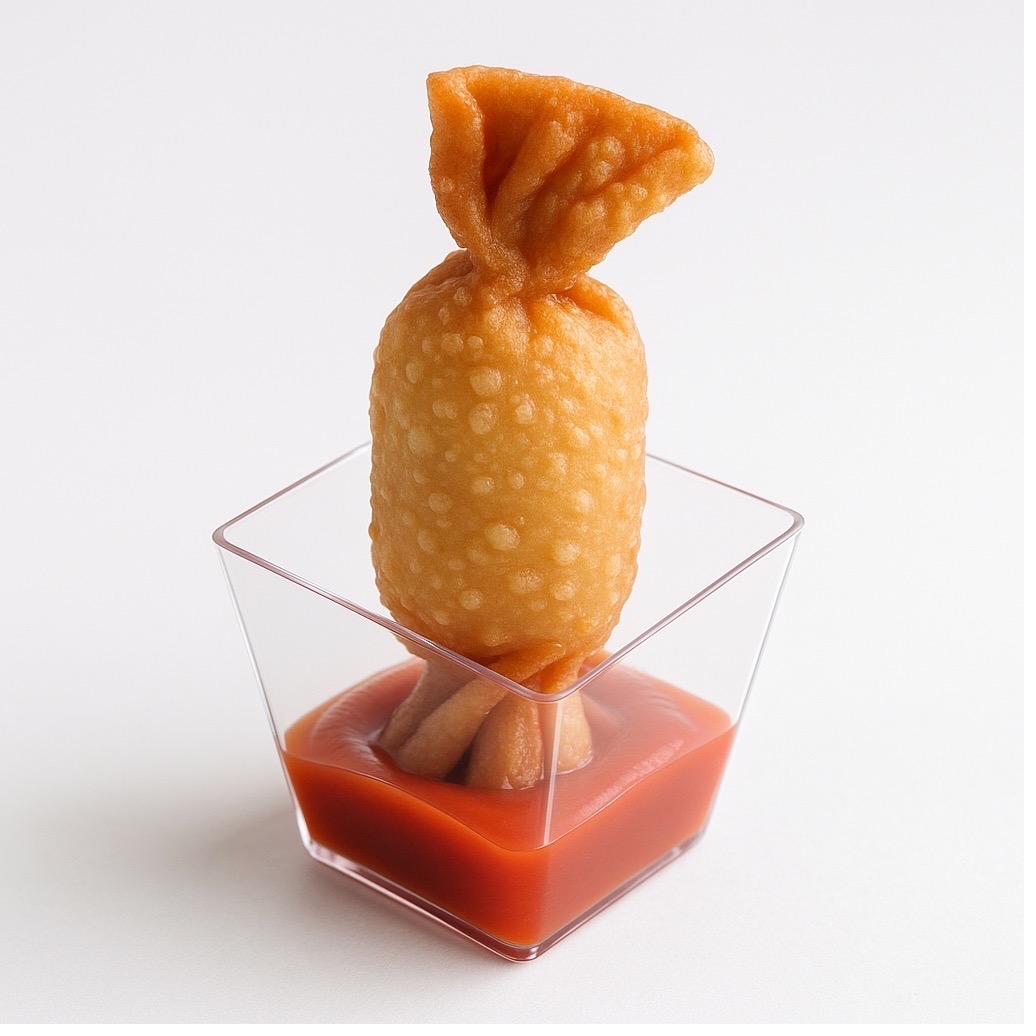 Crisp gourmet appetizer with dipping sauce